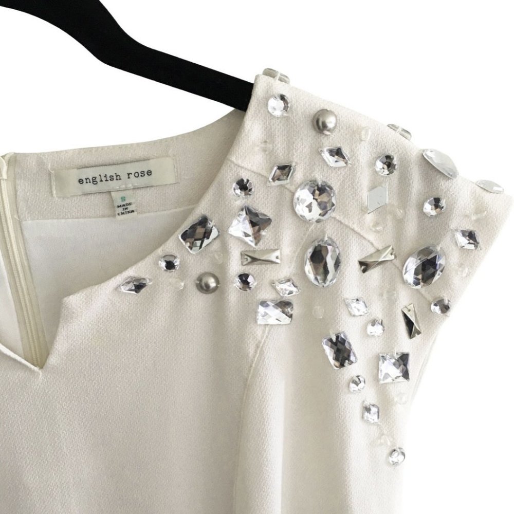 Jewel & Stud Accented Shoulder Short Sleeve Dress - Picture 3 of 4